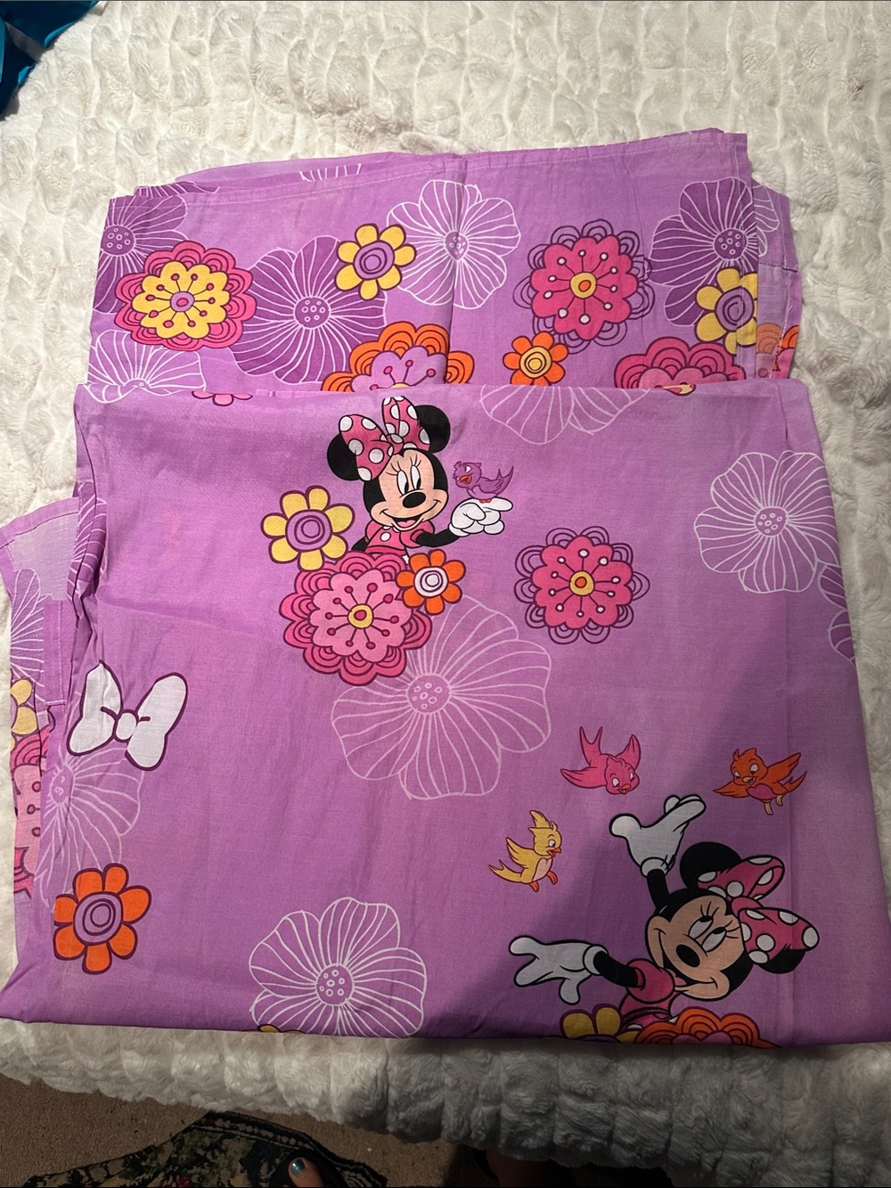 Disney Minnie Mouse Purple Floral Curtain Set with Pink & Yellow Accents